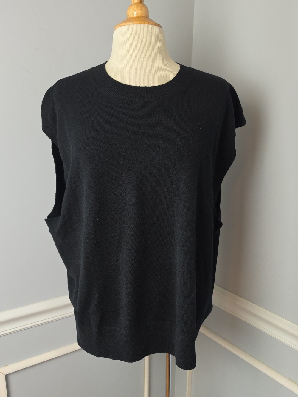 J.CREW Cashmere‎ Relaxed Black Sleeveless Career Classic Sweater-Vest XL NEW